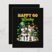 Gelukkig Goedgeluimd Mooie Husky St. Patricks Dag Informatiekaartje (Voorkant / Achterkant)