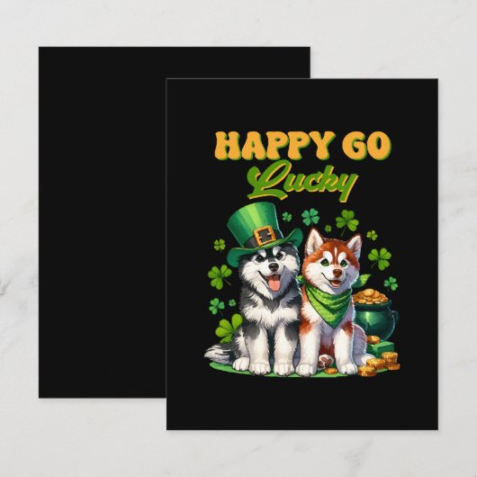Gelukkig Goedgeluimd Mooie Husky St. Patricks Dag Informatiekaartje (Voorkant / Achterkant)