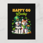 Gelukkig Goedgeluimd Mooie Husky St. Patricks Dag Informatiekaartje (Voorkant)