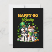 Gelukkig Goedgeluimd Moppige Husky St. Patricks Da Feestdagenkaart (Voorkant)