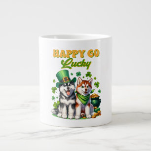 Gelukkig Goedgeluimd Schattig Husky St. Patricks D Grote Koffiekop