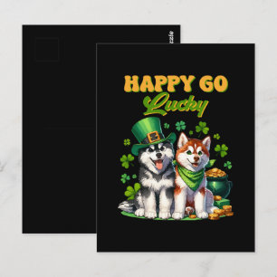 Gelukkig Goedgeluimd Schattige Husky St. Patricks Briefkaart