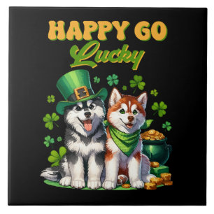 Gelukkig Goedgeluimd Schattige Husky St. Patricks  Tegeltje
