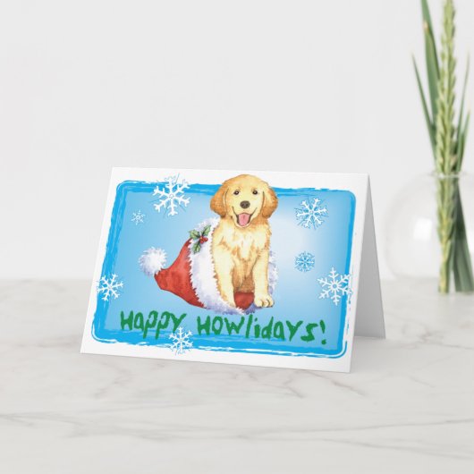 Gelukkig Golden retriever Howliday Feestdagen Kaart (Voorkant)