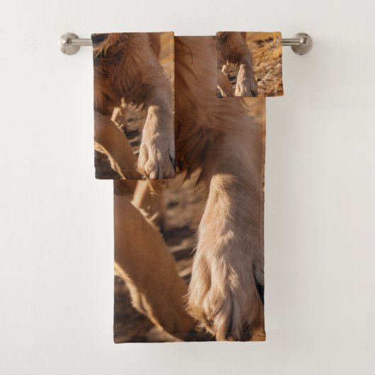 Gelukkig Golden Retriever Running Bad Handdoek (Insitu)