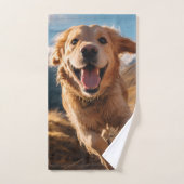 Gelukkig Golden Retriever Running Bad Handdoek (Handdoek)