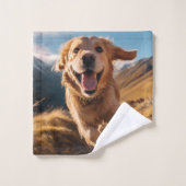 Gelukkig Golden Retriever Running Bad Handdoek (Wasdoekje)