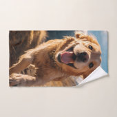 Gelukkig Golden Retriever Running Bad Handdoek (Handdoek)