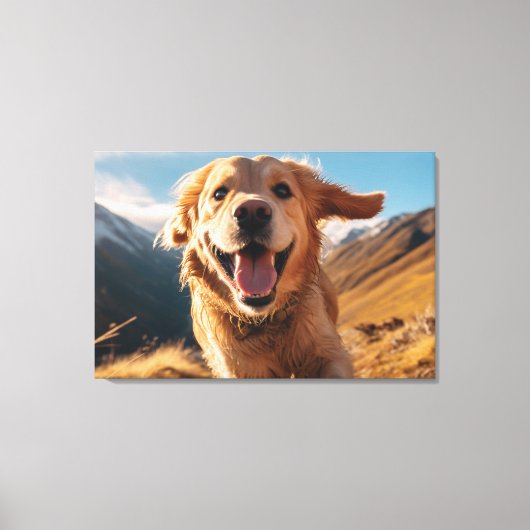 Gelukkig Golden Retriever Running Canvas Afdruk (Voorkant)