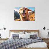 Gelukkig Golden Retriever Running Canvas Afdruk (Insitu (Slaapkamer))