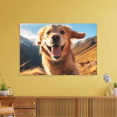 Gelukkig Golden Retriever Running Canvas Afdruk (Insitu (Woonkamer))