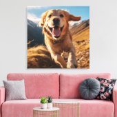 Gelukkig Golden Retriever Running Canvas Afdruk (Insitu (Woonkamer))