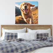 Gelukkig Golden Retriever Running Canvas Afdruk (Insitu (Slaapkamer))