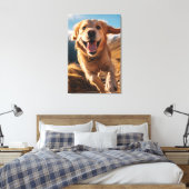 Gelukkig Golden Retriever Running Canvas Afdruk (Insitu (Slaapkamer))