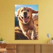 Gelukkig Golden Retriever Running Canvas Afdruk (Insitu (Woonkamer))
