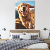 Gelukkig Golden Retriever Running Canvas Afdruk (Insitu (Slaapkamer))