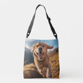 Gelukkig Golden Retriever Running Crossbody Tas (Achterkant)