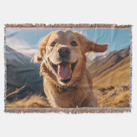 Gelukkig Golden Retriever Running Deken (Voorkant)