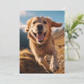 Gelukkig Golden Retriever Running Feestdagenkaart (Staand voorkant)