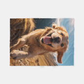 Gelukkig Golden Retriever Running Fleece Deken (Voorkant (Horizontaal))