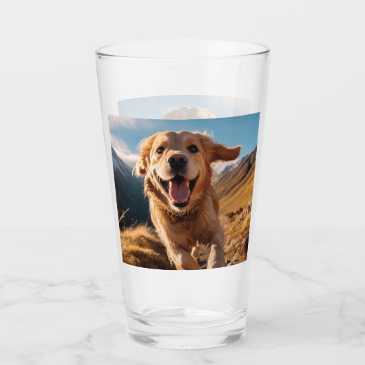 Gelukkig Golden Retriever Running Glas (Voorkant)