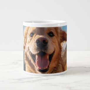 Gelukkig Golden Retriever Running Grote Koffiekop