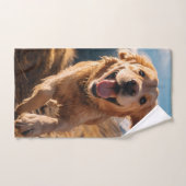 Gelukkig Golden Retriever Running Handdoek (Handdoek)