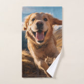 Gelukkig Golden Retriever Running Handdoek (Handdoek)