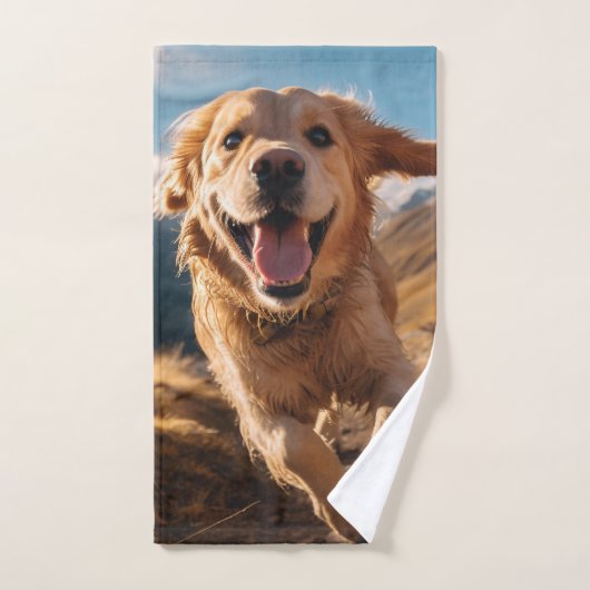 Gelukkig Golden Retriever Running Handdoek (Handdoek)