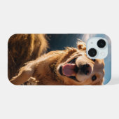 Gelukkig Golden Retriever Running iPhone 15 Case (Achterkant horizontaal)