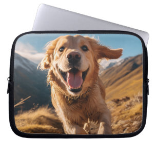 Gelukkig Golden Retriever Running Laptop Sleeve