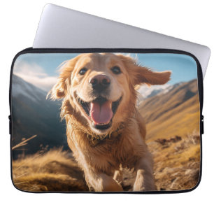 Gelukkig Golden Retriever Running Laptop Sleeve