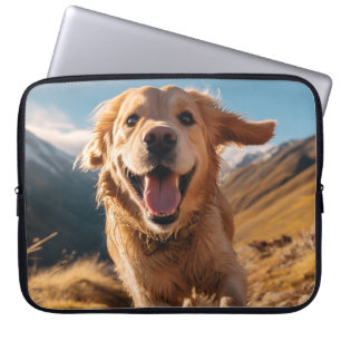 Gelukkig Golden Retriever Running Laptop Sleeve