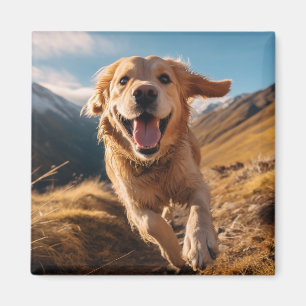 Gelukkig Golden Retriever Running Magneet