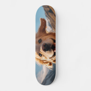Gelukkig Golden Retriever Running Persoonlijk Skateboard