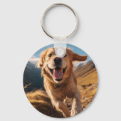 Gelukkig Golden Retriever Running Sleutelhanger (Achterkant)