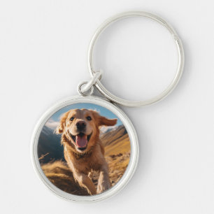 Gelukkig Golden Retriever Running Sleutelhanger