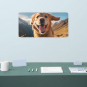 Gelukkig Golden Retriever Running Spandoek (Beurs)
