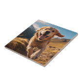 Gelukkig Golden Retriever Running Tegeltje (Zijkant)