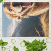 Gelukkig Golden Retriever Running Theedoek (Gevouwen)