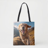 Gelukkig Golden Retriever Running Tote Bag (Voorkant)