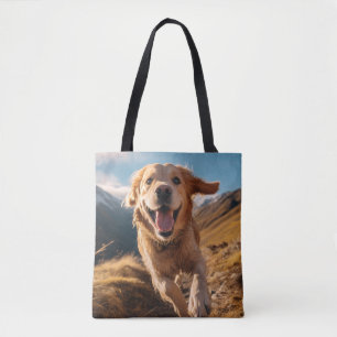 Gelukkig Golden Retriever Running Tote Bag