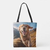 Gelukkig Golden Retriever Running Tote Bag (Achterkant)