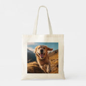 Gelukkig Golden Retriever Running Tote Bag (Achterkant)