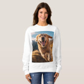Gelukkig Golden Retriever Running Trui (Voorkant volledig)