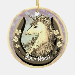 Gelukkig Gouden Eenhoorn Keramisch Ornament