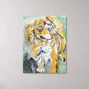 Gelukkig Gouden Spaniel Hondenportret Canvas Afdruk