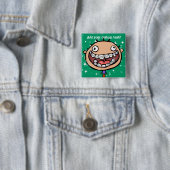 Gelukkig, grappige jongen. Braces Big Smile. Vierkante Button 5,1 Cm (In situ)