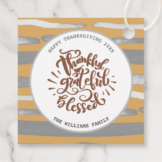 Gelukkig Grateful Blessed Custom Thanksgiving Bedankjes Labels (Achterkant)