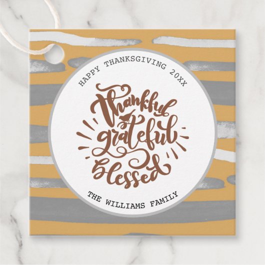 Gelukkig Grateful Blessed Custom Thanksgiving Bedankjes Labels (Voorkant)